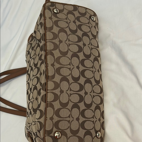 NWOT Vintage Coach Brown Jacquard Shoulder Bag with Signature Monogram - Picture 4 of 7